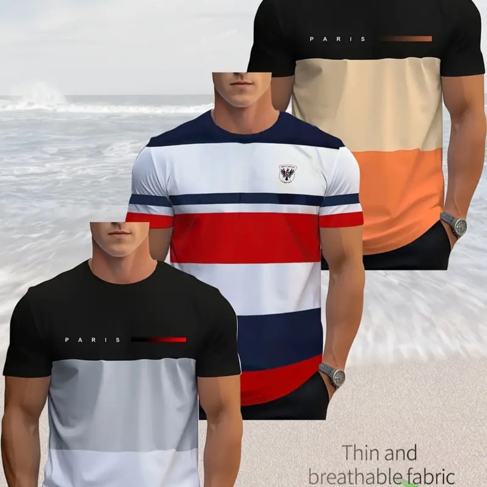 Men's Striped and Color Block T-Shirts